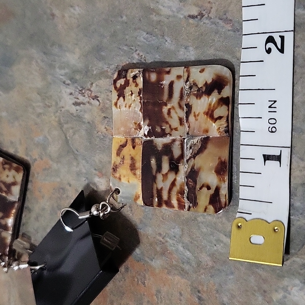 Cute tile earrings with metal backing - Picture 2 of 2
